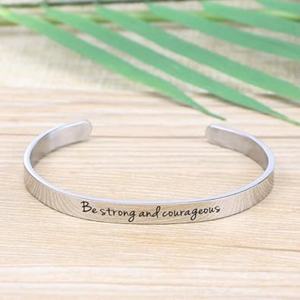 Spiritual Bracelet Be strong and courageous‎ Joshua 1:9 Silver Tone